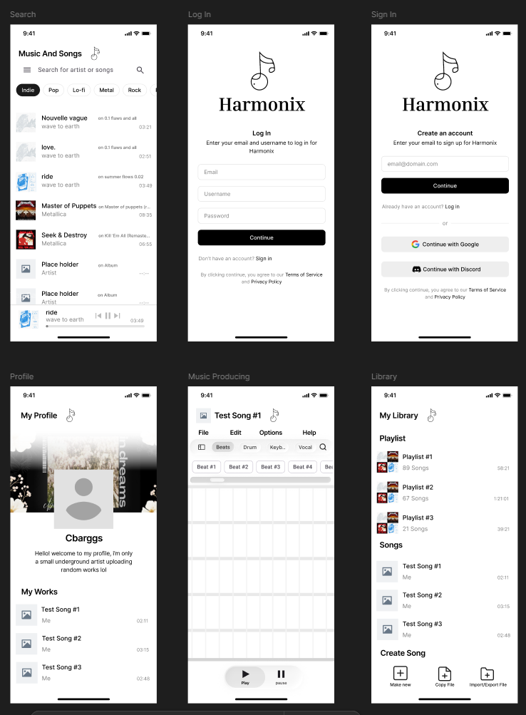 Figma Mock-Up "Harmonix"